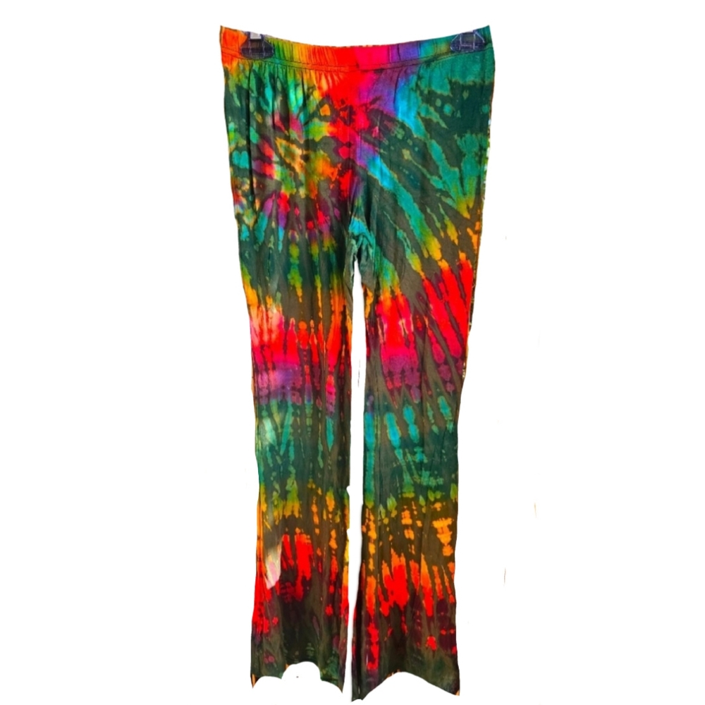 TIE DYE *8 Colors Avail* Rayon Stretch Bell Bottom Pant OS NEW